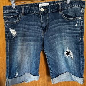 Express Blue Ripped Denim Shorts